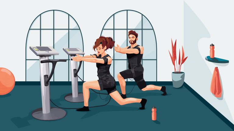 EMS Training im Gym (Mann und Frau).